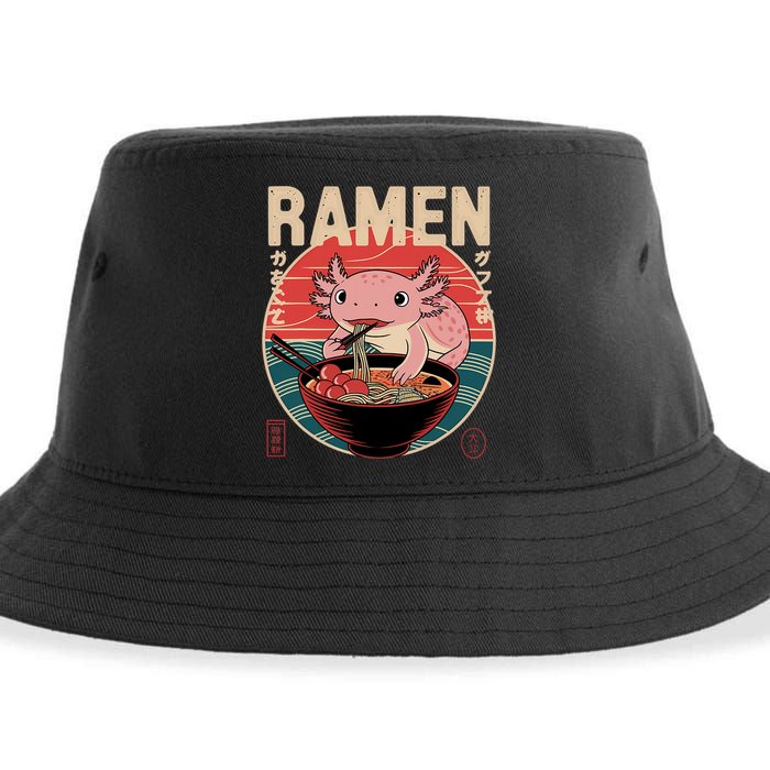 Axolotl Ramen Japanese Noodles Kawaii Anime Axolotl Sustainable Bucket Hat