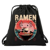 Axolotl Ramen Japanese Noodles Kawaii Anime Axolotl Drawstring Bag