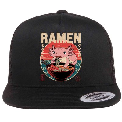Axolotl Ramen Japanese Noodles Kawaii Anime Axolotl Flat Bill Trucker Hat