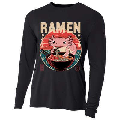 Axolotl Ramen Japanese Noodles Kawaii Anime Axolotl Cooling Performance Long Sleeve Crew