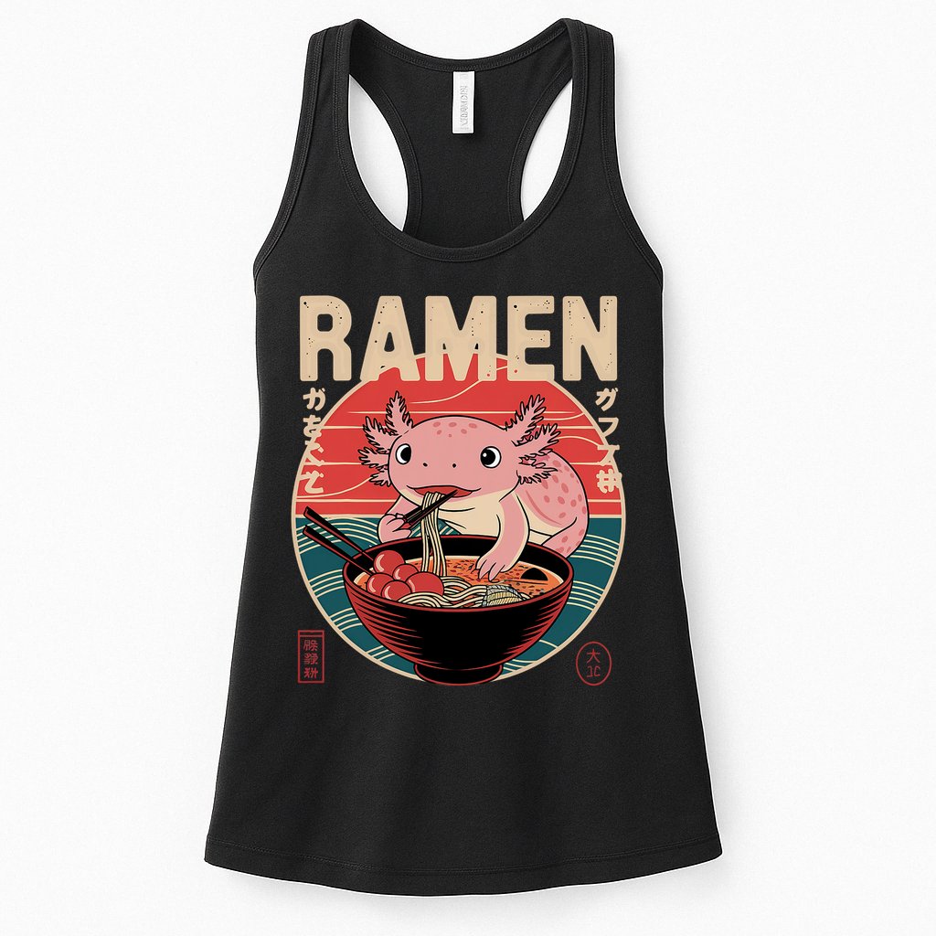 Axolotl Ramen Japanese Noodles Kawaii Anime Axolotl Womens Tank Top