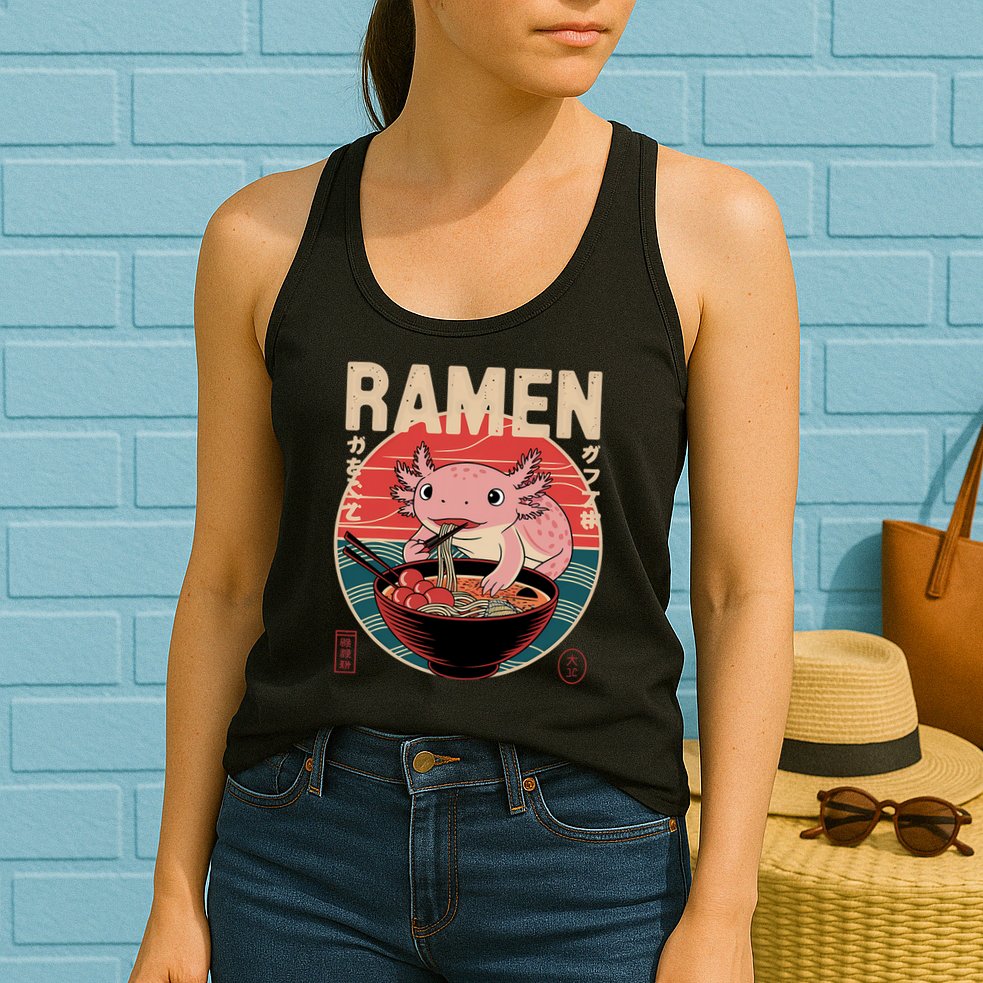 Axolotl Ramen Japanese Noodles Kawaii Anime Axolotl Womens Tank Top