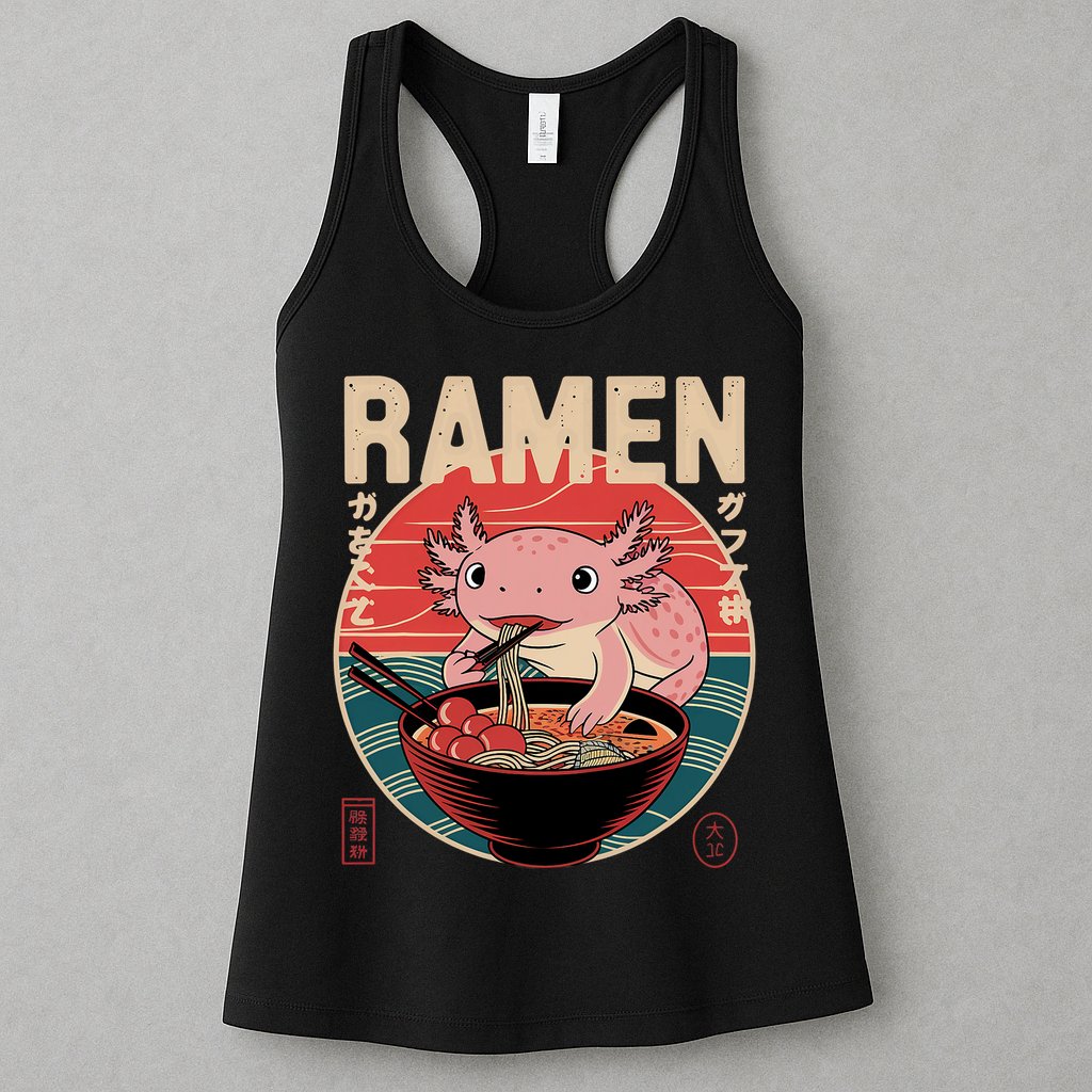 Axolotl Ramen Japanese Noodles Kawaii Anime Axolotl Womens Tank Top