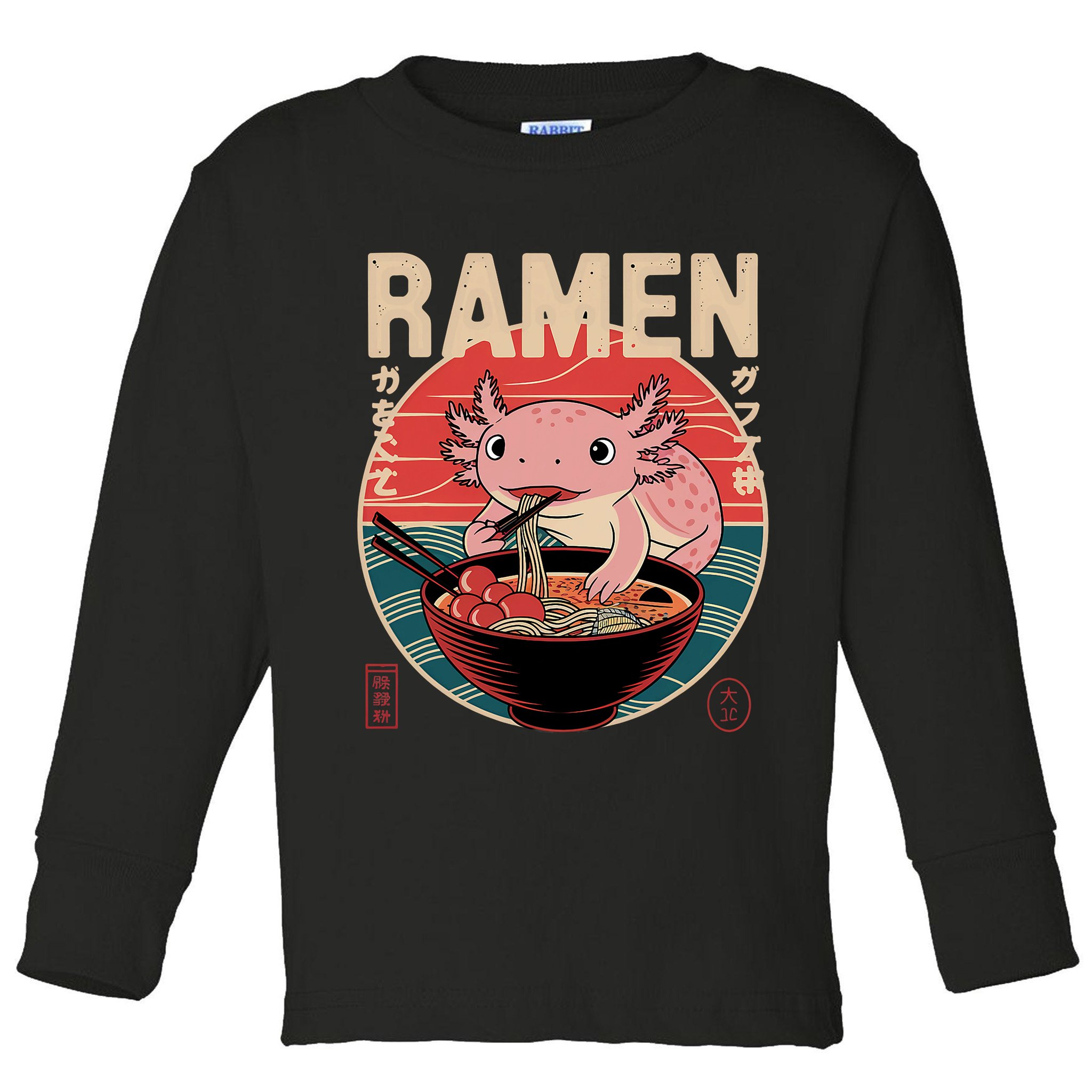 Axolotl Ramen Japanese Noodles Kawaii Anime Axolotl Toddler Long Sleeve Shirt
