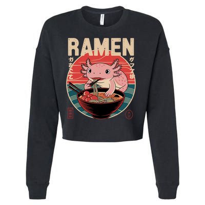 Axolotl Ramen Japanese Noodles Kawaii Anime Axolotl Cropped Pullover Crew