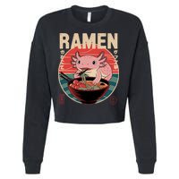 Axolotl Ramen Japanese Noodles Kawaii Anime Axolotl Cropped Pullover Crew