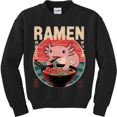 Axolotl Ramen Japanese Noodles Kawaii Anime Axolotl Kids Sweatshirt