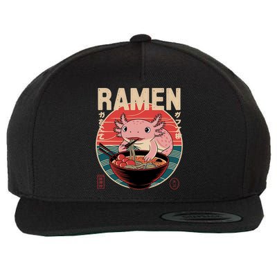 Axolotl Ramen Japanese Noodles Kawaii Anime Axolotl Wool Snapback Cap