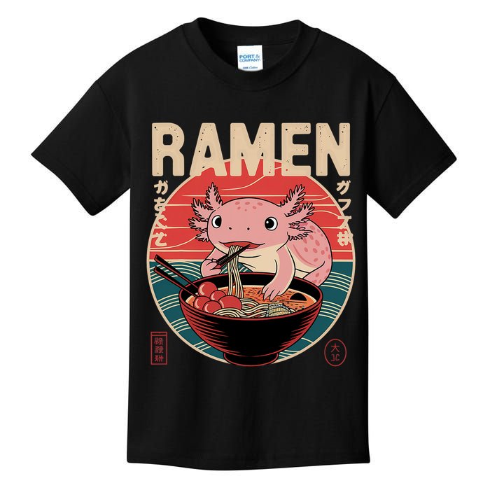 Axolotl Ramen Japanese Noodles Kawaii Anime Axolotl Kids T-Shirt