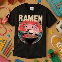 Axolotl Ramen Japanese Noodles Kawaii Anime Axolotl Kids T-Shirt