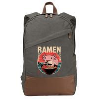 Axolotl Ramen Japanese Noodles Kawaii Anime Axolotl Cotton Canvas Backpack
