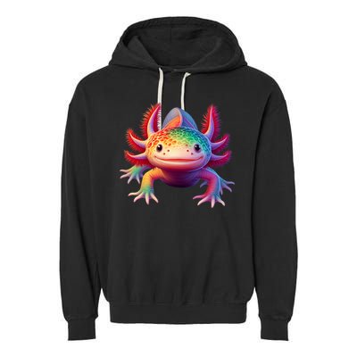 Axolotl Rainbow Kawaii Colorful Axolotl Lovers Herpetologist Garment-Dyed Fleece Hoodie