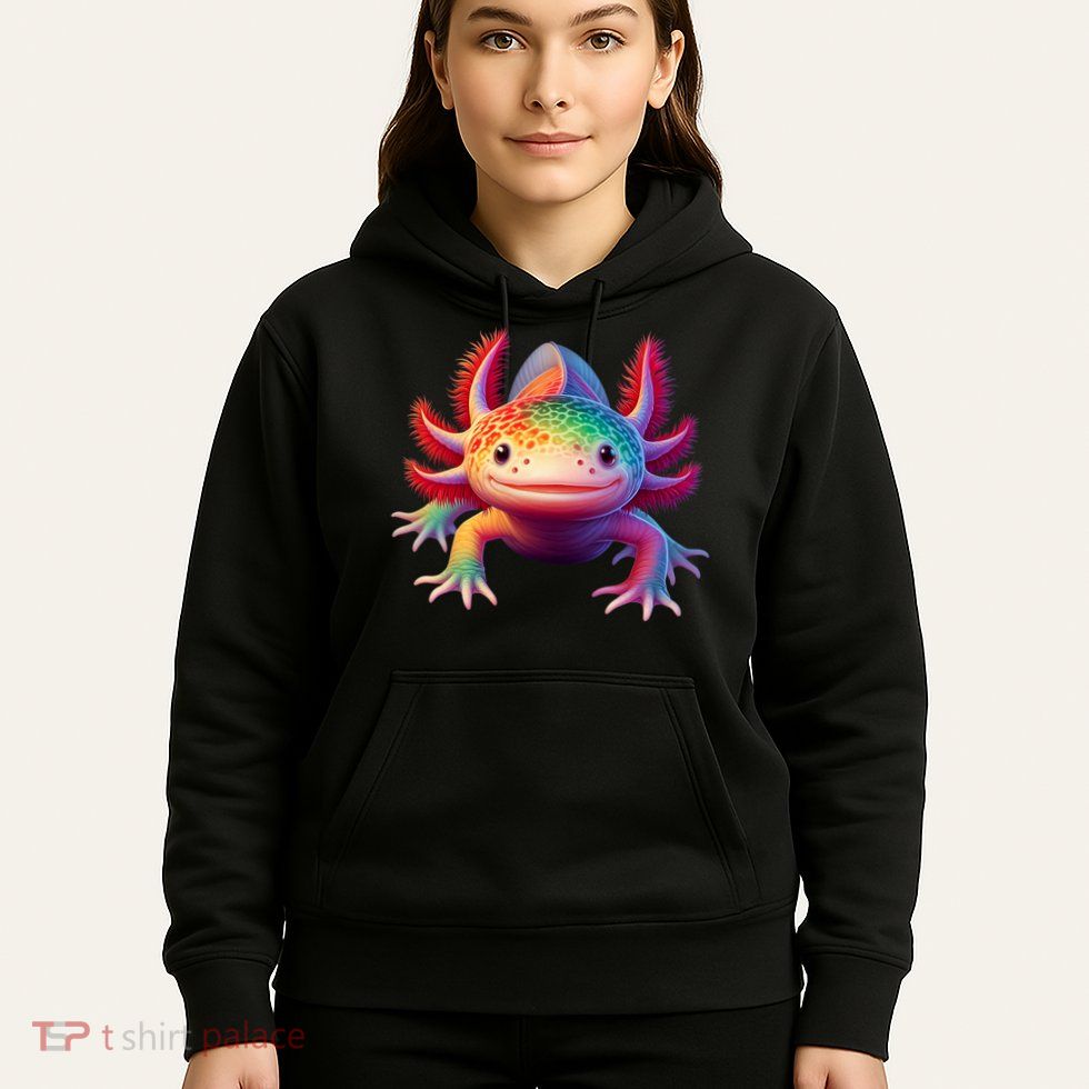 Axolotl Rainbow Kawaii Colorful Axolotl Lovers Herpetologist Hoodie