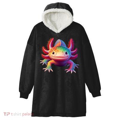 Axolotl Rainbow Kawaii Colorful Axolotl Lovers Herpetologist Hooded Wearable Blanket