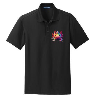 Axolotl Rainbow Kawaii Colorful Axolotl Lovers Herpetologist Dry Zone Grid Polo