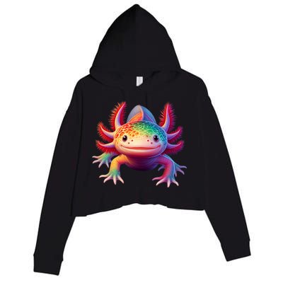 Axolotl Rainbow Kawaii Colorful Axolotl Lovers Herpetologist Crop Fleece Hoodie