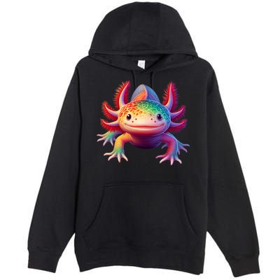 Axolotl Rainbow Kawaii Colorful Axolotl Lovers Herpetologist Premium Pullover Hoodie