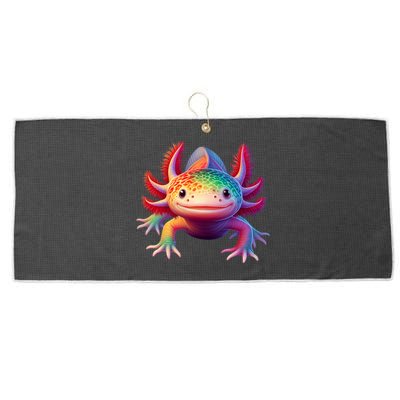 Axolotl Rainbow Kawaii Colorful Axolotl Lovers Herpetologist Large Microfiber Waffle Golf Towel