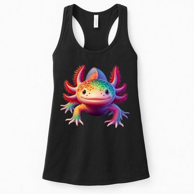 Axolotl Rainbow Kawaii Colorful Axolotl Lovers Herpetologist Womens Tank Top