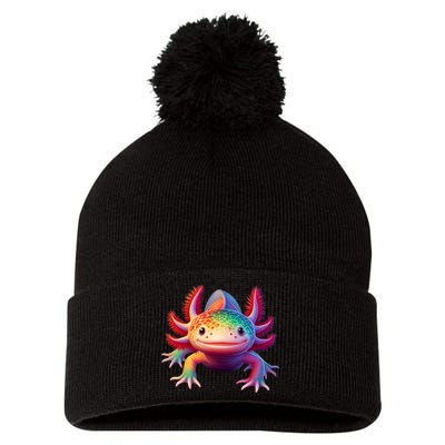 Axolotl Rainbow Kawaii Colorful Axolotl Lovers Herpetologist Pom Pom 12in Knit Beanie