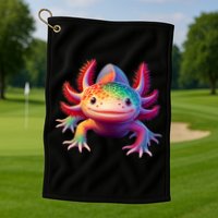 Axolotl Rainbow Kawaii Colorful Axolotl Lovers Herpetologist Golf Towel