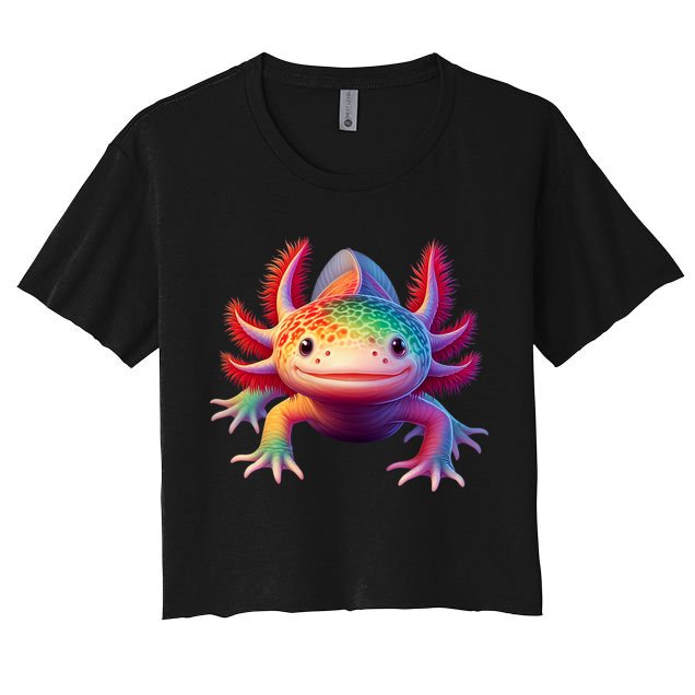 Axolotl Rainbow Kawaii Colorful Axolotl Lovers Herpetologist Crop Top