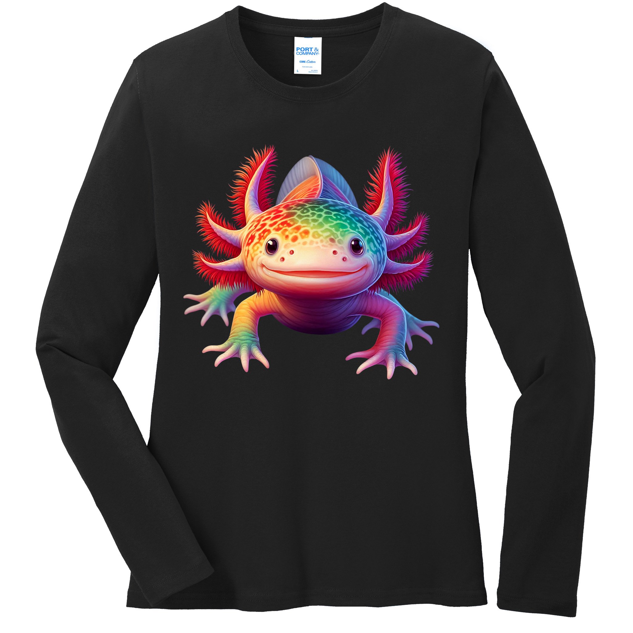 Axolotl Rainbow Kawaii Colorful Axolotl Lovers Herpetologist Ladies Long Sleeve Shirt