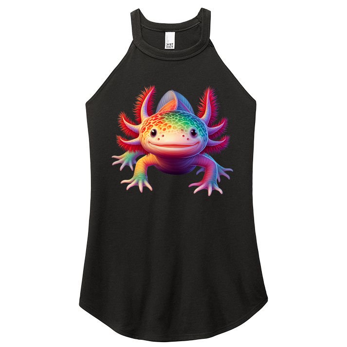 Axolotl Rainbow Kawaii Colorful Axolotl Lovers Herpetologist Women's Perfect Tri Rocker Tank