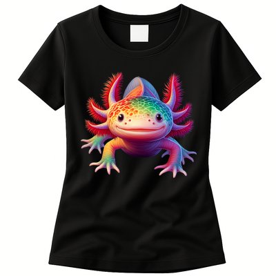 Axolotl Rainbow Kawaii Colorful Axolotl Lovers Herpetologist Womens T-Shirt