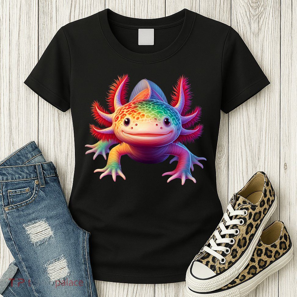 Axolotl Rainbow Kawaii Colorful Axolotl Lovers Herpetologist Womens T-Shirt