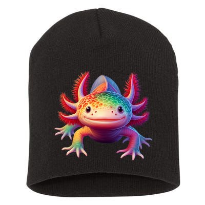 Axolotl Rainbow Kawaii Colorful Axolotl Lovers Herpetologist Short Acrylic Beanie