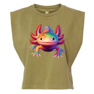 Axolotl Rainbow Kawaii Colorful Axolotl Lovers Herpetologist Garment-Dyed Women's Muscle Tee