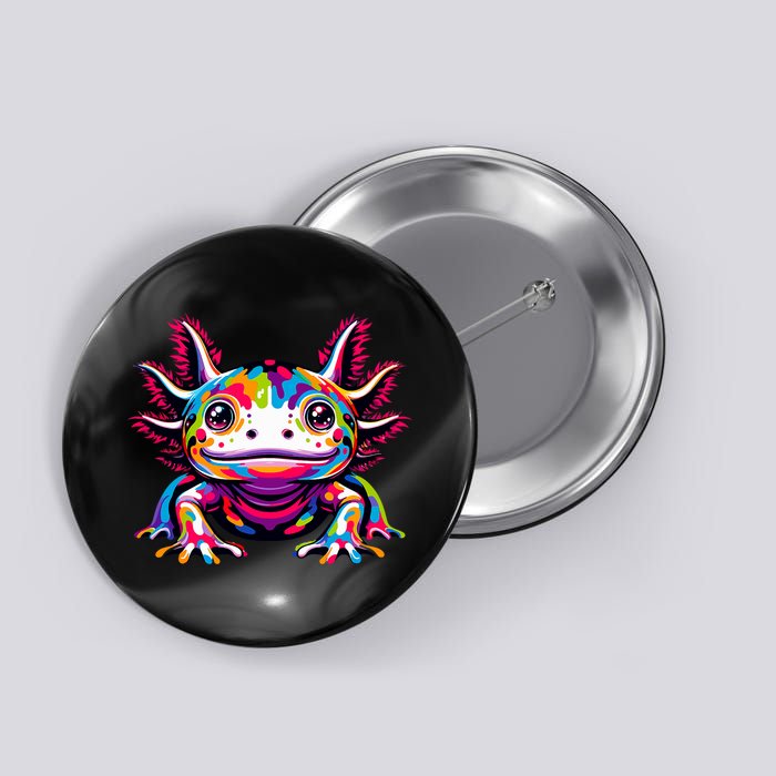 Axolotl Rainbow Kawaii Colorful Love Axolotls Herpetologist Button