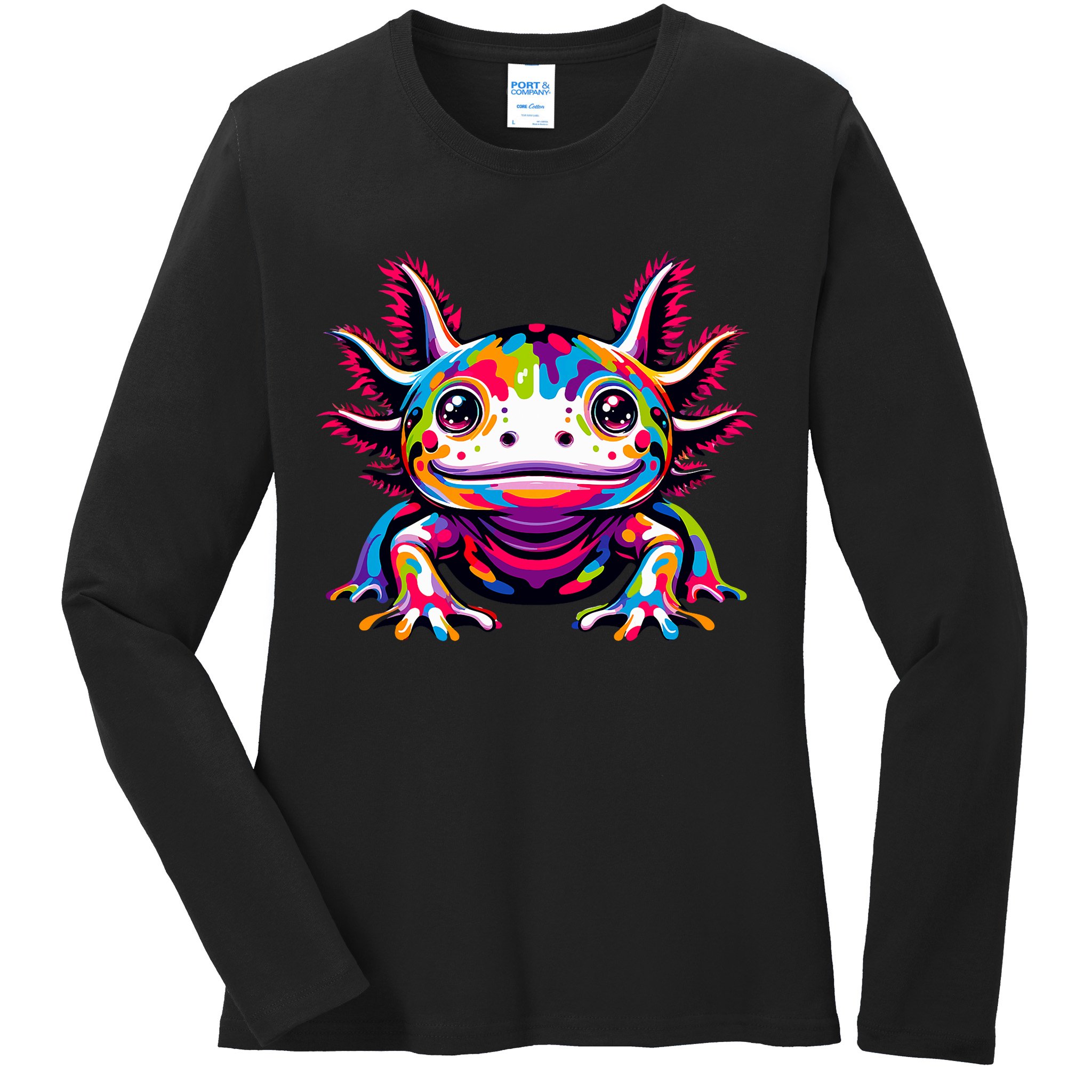 Axolotl Rainbow Kawaii Colorful Love Axolotls Herpetologist Ladies Long Sleeve Shirt