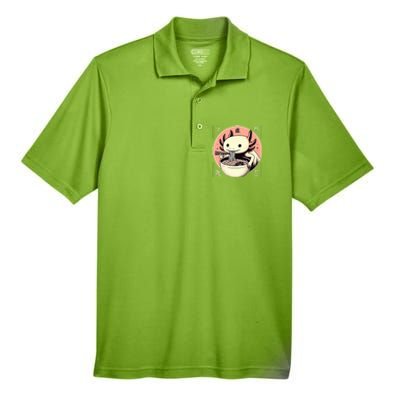 Axolotl Ra Kawaii Neko Japanese Noodles Aesthetic  Men's Origin Performance Piqué Polo