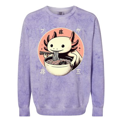 Axolotl Ra Kawaii Neko Japanese Noodles Aesthetic  Colorblast Crewneck Sweatshirt