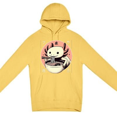 Axolotl Ra Kawaii Neko Japanese Noodles Aesthetic  Premium Pullover Hoodie