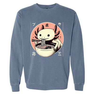 Axolotl Ra Kawaii Neko Japanese Noodles Aesthetic  Garment-Dyed Sweatshirt