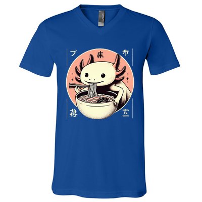 Axolotl Ra Kawaii Neko Japanese Noodles Aesthetic  V-Neck T-Shirt