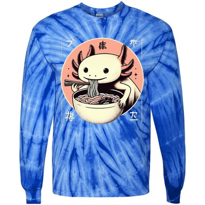 Axolotl Ra Kawaii Neko Japanese Noodles Aesthetic  Tie-Dye Long Sleeve Shirt