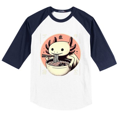 Axolotl Ra Kawaii Neko Japanese Noodles Aesthetic  Baseball Sleeve Shirt