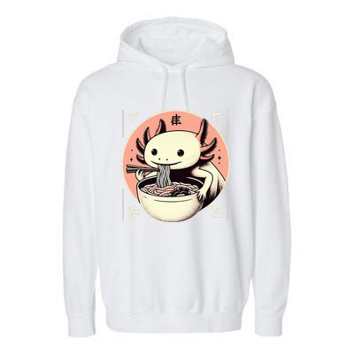 Axolotl Ra Kawaii Neko Japanese Noodles Aesthetic  Garment-Dyed Fleece Hoodie