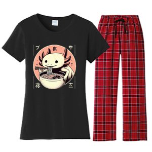 Axolotl Ra Kawaii Neko Japanese Noodles   Women's Flannel Pajama Set