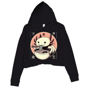 Axolotl Ra Kawaii Neko Japanese Noodles   Crop Fleece Hoodie