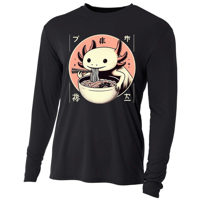 Axolotl Ra Kawaii Neko Japanese Noodles   Cooling Performance Long Sleeve Crew