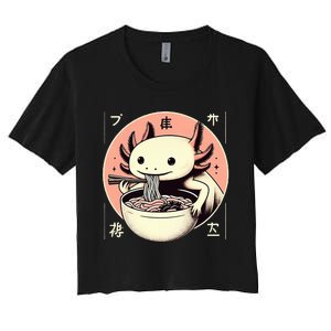 Axolotl Ra Kawaii Neko Japanese Noodles   Women's Crop Top Tee