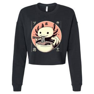 Axolotl Ra Kawaii Neko Japanese Noodles   Cropped Pullover Crew