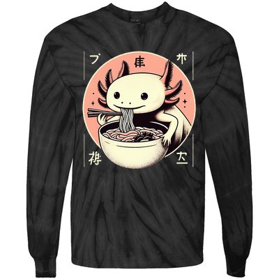 Axolotl Ra Kawaii Neko Japanese Noodles   Tie-Dye Long Sleeve Shirt