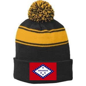 Arkansas State Flag Stripe Pom Pom Beanie