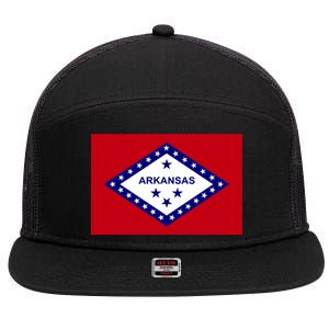 Arkansas State Flag 7 Panel Mesh Trucker Snapback Hat